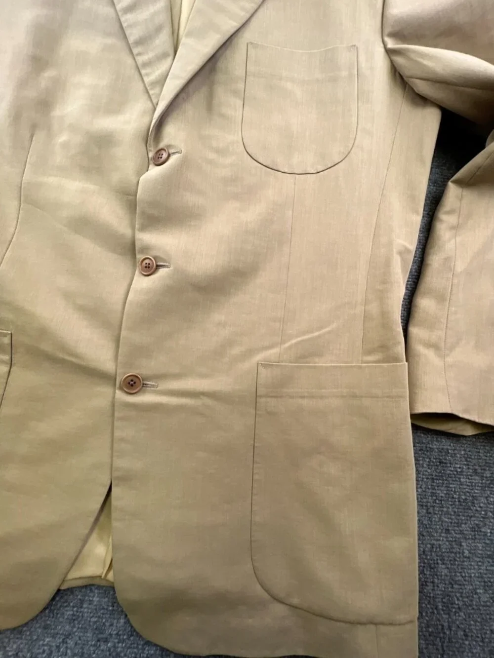 Samuelsohn Blazer Mens Tan 44L Long Wool Cotton Blend Suit Jacket Adult